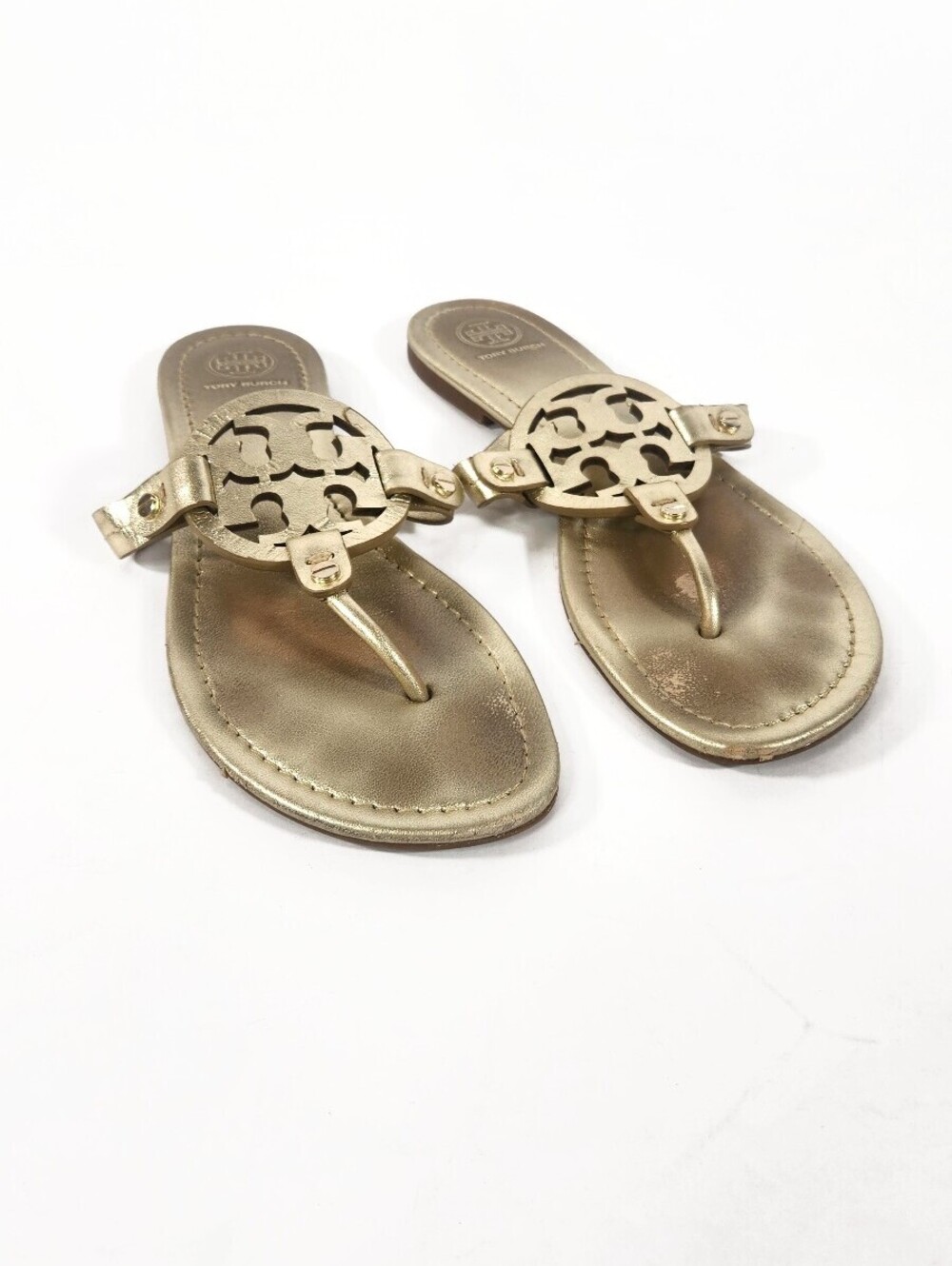Tory Burch Gold Miller Sandals Size 8